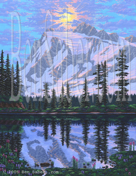 Mount Shuksan from Picture lake #6 Sunrise. Original acrylic painting on canvas Picture
