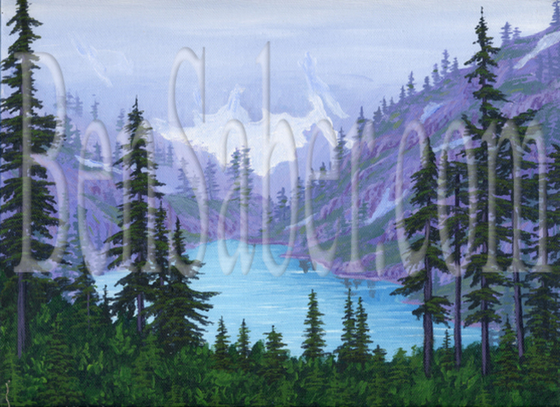 Lake Bagley at Mt Baker park. Original acrylic painting on canvas Picture