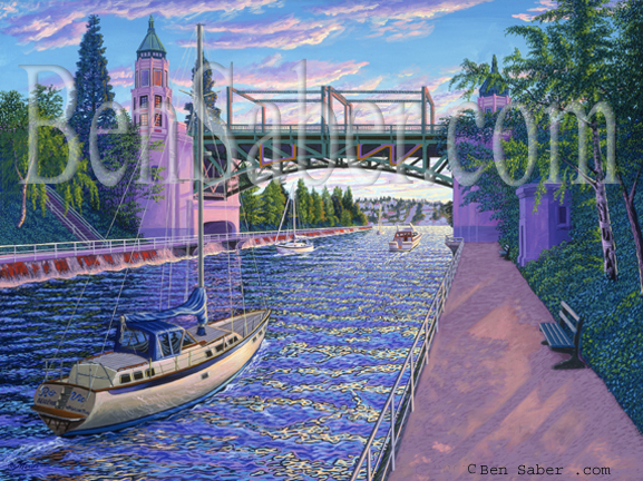 The bridge at  Montlake University of Washington Seattle painting Picture