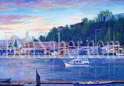 Painting Fremont from lake Union, Seattle Picture