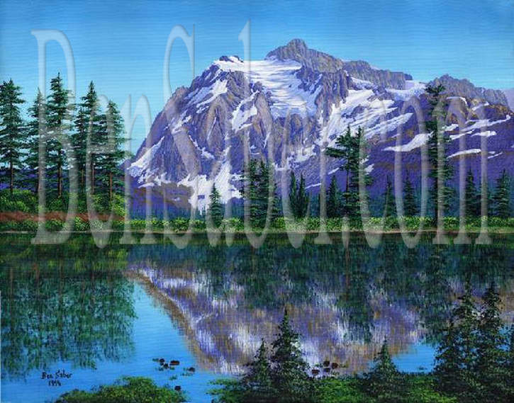 Mount Shuksan from Picture lake #4 Afternoon.  Original painting on canvas Picture