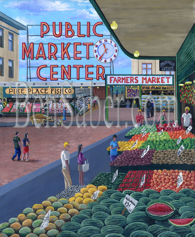 The produce at Pike Place Market painting Picture