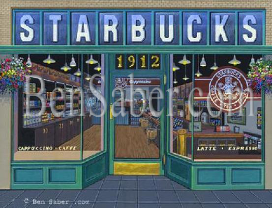 First starbuck store seattle 1971 painting Picture