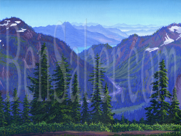 Baker lake Mount Baker in Washington.  Original acrylic painting on canvas Picture