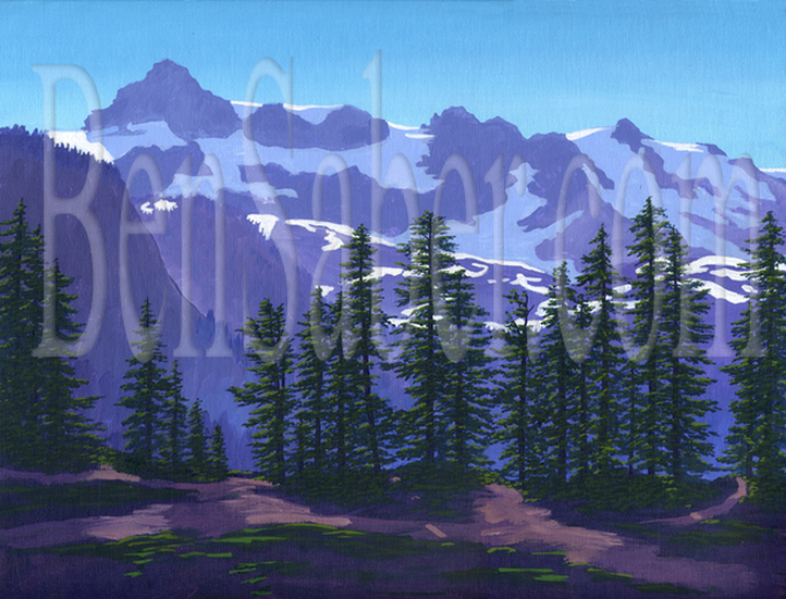 Mt Shuksan in the morning light.  Original acrylic painting on canvas Picture