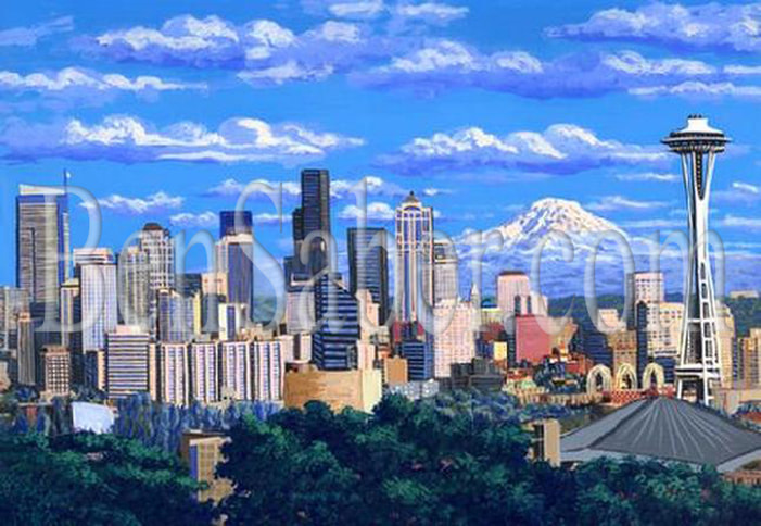 Downtown Seattle Painting Picture